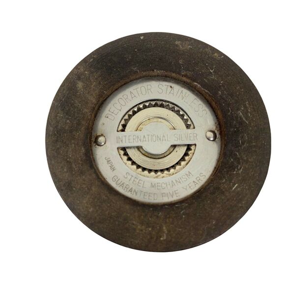 Pepper Mill Grinder 10" Vintage International Silver Plated Wooden Decorator - Picture 7 of 16